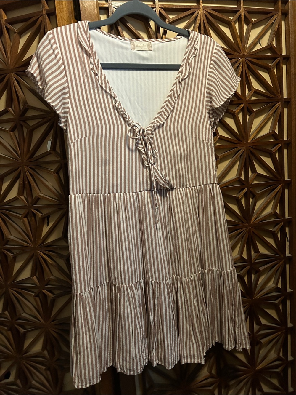 Altar'd State Striped Mini Dress in White and Brown small